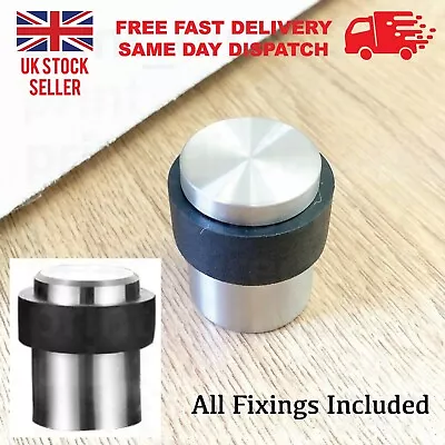 DOOR STOP HEAVY DUTY Stopper Door Opening Floor Buffer Rubber Bumper Metal Stops • £6.49