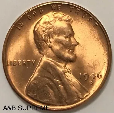 1946 S Lincoln Wheat Cent Bronze Penny Gem Bu Uncirculated • $9.89