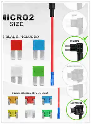 Fuse Tap Add-A-Circuit Blade Standard Mini Micro2 Low-Profile Amp Blade Adapter • $5.99