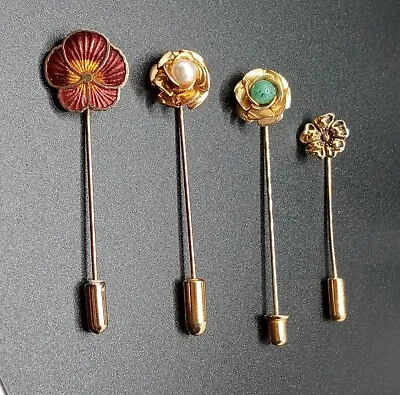 Lot Of Gold Tone Flower Stick Pins Cloisonne 3D Rose  • $19.99