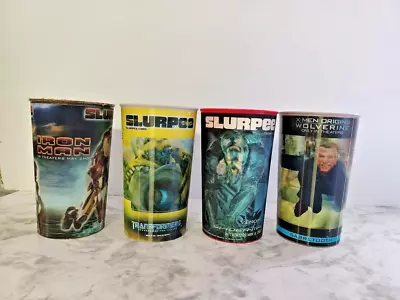 7 Eleven Slurpee Cup Lot Set 4 Cups Marvel Iron Man Spiderman Transformers X-Men • $13.49