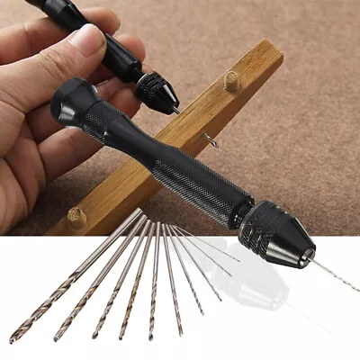 11pc Mini Micro 0.3-3.4mm HSS Bit Set Hand Spiral Pin Vise Micro Twist Drill _W_ • $7.86