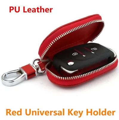 Universal PU Leather Auto Car Smart Remote Key Holder Bag Fob Case Cover Red New • $19.56