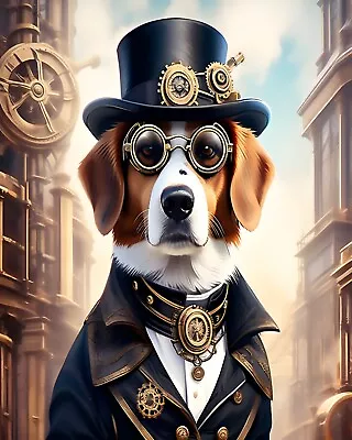 Steampunk Beagle Art Print Wall Hanging Picture Photo Dog Photograph • $6.99