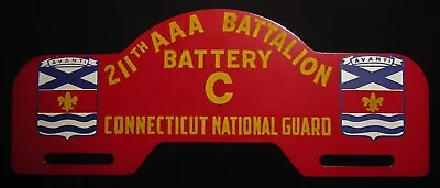 VTG CONNECTICUT NATIONAL GUARD 211th AAA BATTALION LICENSE PLATE TOPPER - NOS • $89.99