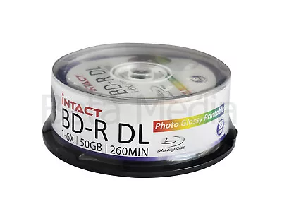 25 X Intact Blu-ray BD-R DL 6x 50GB GLOSSY Printable High Capacity Blu Ray Discs • £56.34