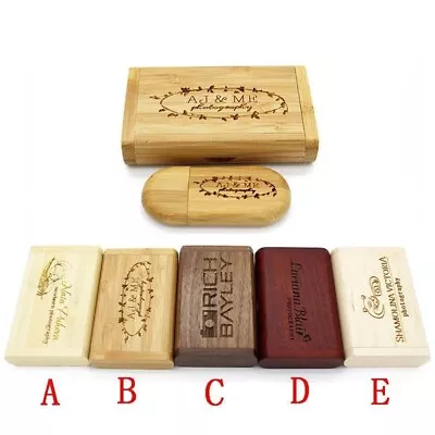 Personalized Wedding Flash Drive Memory Stick Wooden Box Pendrive USB 4GB-128GB • $11.11