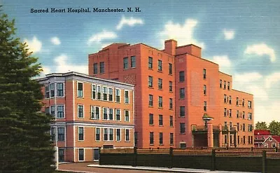 Manchester NH Sacred Heart Hospital Linen Vintage Postcard A8686 • $3