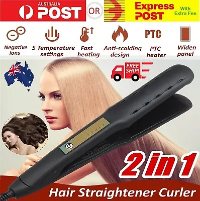 2 In 1 Electric Hair Straightener Wet Rry Tool Use For Styler Ionic Flat Curler • $29.49