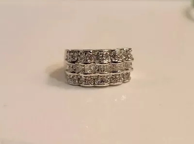 Epiphany Platinum Plated Diamonique CZ Wave Design Band Ring  Size 6 • $65