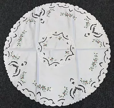 33'' Round Embroidered Cutwork Polyester Handmade Rosebud Lace Tablecloth Decor • $14