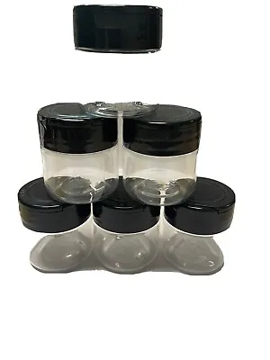 100 Clear Plastic Spice/Salt/Pepper/Herb Jar Shaker / Flip Sealing Black Cap-1oz • $49.99