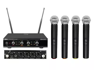 OMNITRONIC UHF-E4 Wireless Mic System 4ch Quad Handheld Radio Mic • £206.50