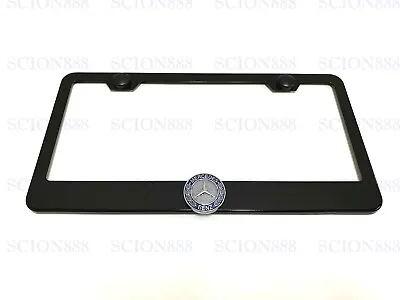 1pc 3D MercedesSTAR LOGO Emblem Badge BLACK Stainless Metal License Plate Frame • $23.68