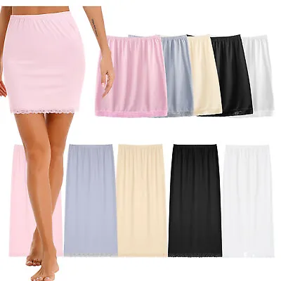 Women Girls Soft Half Slip High Waist A Line Curved Petticoat Skirt Underskirt  • £15.59