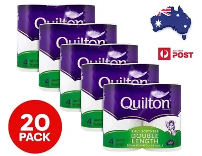 $39.99 • Buy New 5 X Quilton 3-Ply Double Length Toilet Paper Rolls 4pk