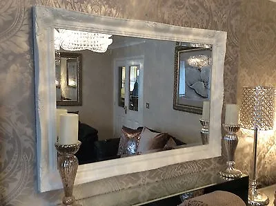 £106.41 • Buy Large French White Shabby Chic Ornate Decorative Over Mantle Wall Mirror FreeP&P