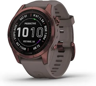 Garmin Fenix 7S Sapphire Solar Dark Bronze Titanium Shale Gray Band 010-02539-28 • $899.99