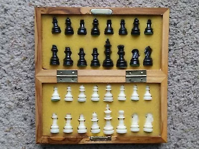 Vintage Magnetic Chess Set Wood 4 X 8 Inches Closed Case • $29.99