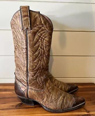 Vintage Imperial Men’s Western Cowboy Boots Marbled Brown Leather Size 9 D USA • $50