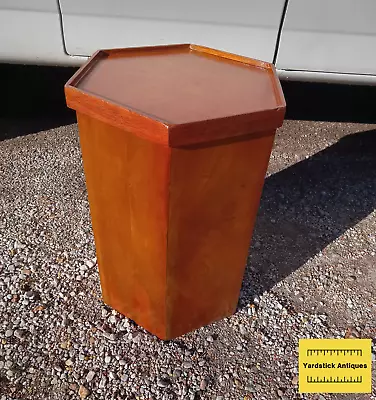 Mahogany Hexagon End Table With Storage / Side Table  (ET203) • $299