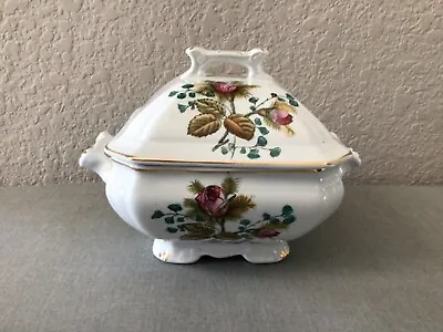 Vintage Royal Ironstone China Alfred Meakin Moss Rose Square Serving Dish & Lid • $14.99