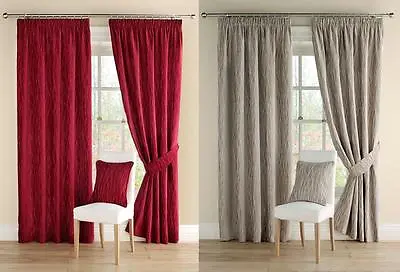 £19.94 • Buy One Pair Of MONTGOMERY High Quality Chenille Meadow Lined Pencil Pleat Curtains