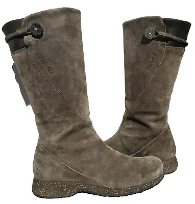 Teva Montecito Brown Tall Suede Water Resistant Boot Side Zip Womens Size 7.0 • $32.99