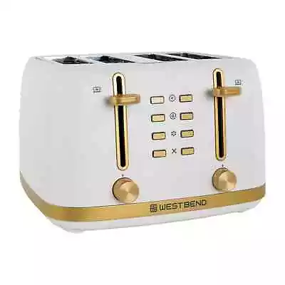 West Bend Timeless 4 Slice Bagel Toaster White Gold Brand New Cosmetic Defects • $18