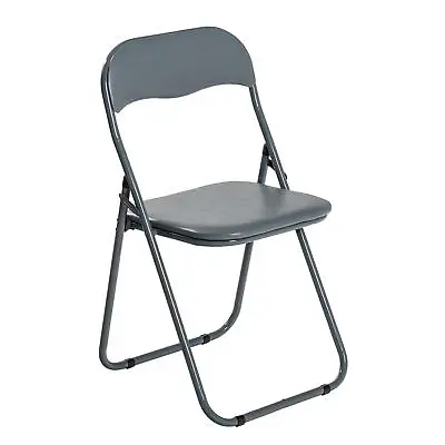 Padded Folding Chair Metal Frame - Space Saving Grey • £18