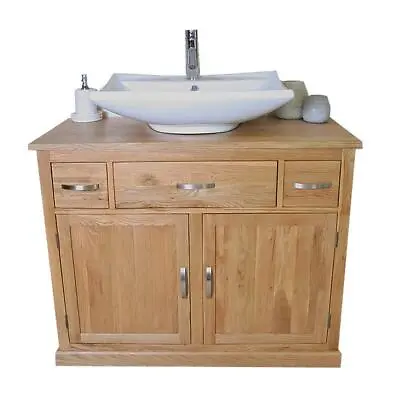 Bathroom Vanity Unit Furniture Wash Stand Oak Cabinet & White Ceramic Basin 1161 • £574