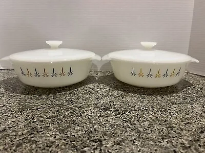 2 Vintage Anchor Hocking Fire King Candle Glow 1qt. #436 Casserole Dish & Lid • $18.99