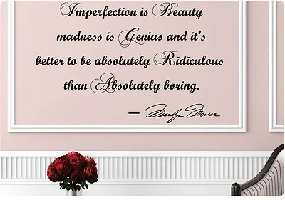 Marilyn Monroe Imperfection Is Beauty Boring Wall Decal Sticker Quote Home Art  • $14.99