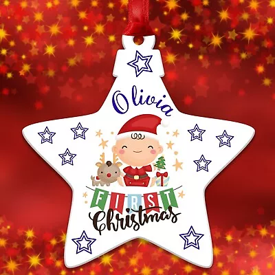 Baby 1st First Christmas Bauble Personalised Tree Decoration Baby Girl Boy Gifts • £3.95