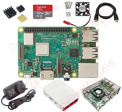 8 In 1 Kit Raspberry Pi 3 Model B+ Plus&Two Cases&HDMI&Sandisk 32G Card&Heatsink • $141.99