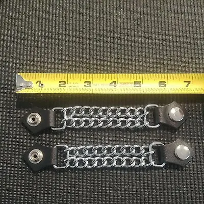 Set Of 2 Double Chain 7  Leather Motorcycle Vest Extenders Black • $15