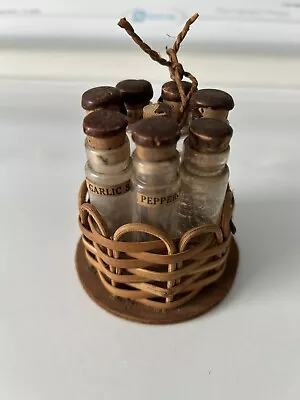 Miniature Antique Shaker Basket Herb Holder With Glass Vials • $95