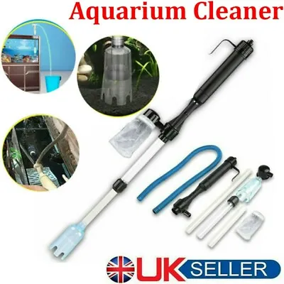 £11.29 • Buy Electric Siphon Cleaner Fish Tank Aquarium Gravel Clean Hand Pump Vacuum Kit UK