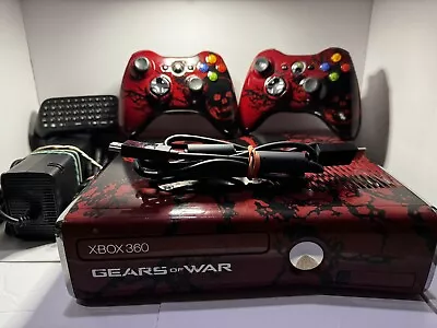 Xbox 360 Console Gears Of War 3 With Two Controller's And Chat Pad Tested • $205