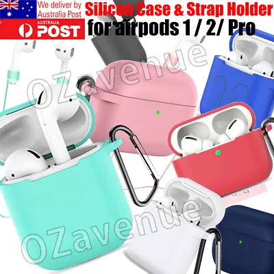 $3.45 • Buy For Apple AirPods Pro 1 2 Case Silicone Shockproof Protective Cover With Hook
