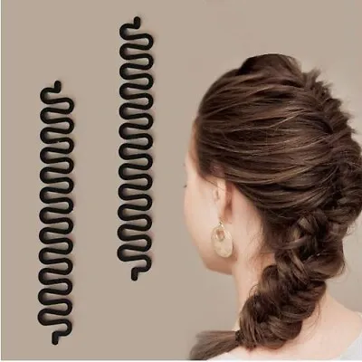 2x Magic French Hair Twist Braiding Maker Styling Clip Roller Tool Bun Making UK • £2.93