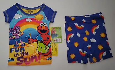 Infant Sesame Street Brand Elmo Fun Sun! 2 Piece Pajamas Short Set 12M 18M • $16.99