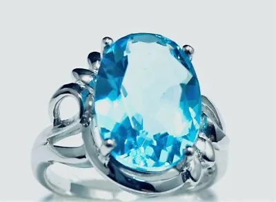 R3864B Classic Mt St Helens Blue Helenite OV.10x14mm 4.5C Sterling Silver Ring • $36