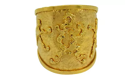 22k Solid Gold Signed Jean Mahie Wide Cuff Designer Bracelet. One Of A Kind!  • $17500