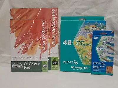 Oil Pastels Art Set 48 Reeves Oil Pastels 2x Winton Oil Colour Pads 12 Pencils • £25