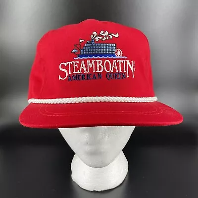 Steamboatin' American Queen River Steamboat VTG Baseball Hat Cap Red Made In USA • $9.95