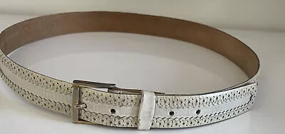 YSL Yves Saint Laurent KipSkin Belt Leather Skinny BROGUE Wm's XL 38-95 Vintage • $65