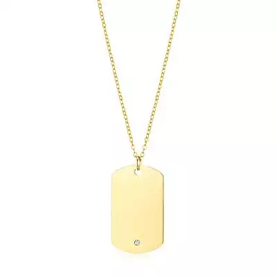 Men's Gold Plated Steel Dog Tag Necklace Created With Zircondia® Crystals • £8.99