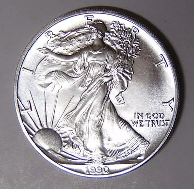 1990 American Silver Eagle BU 1 Oz US $1 Dollar U.S. Mint Brilliant Uncirculated • $47.01