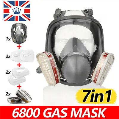 Half/Full Face Mask With Goggles Filter Anti-Dust/Gas Respirator Mask Reusable • £11.98